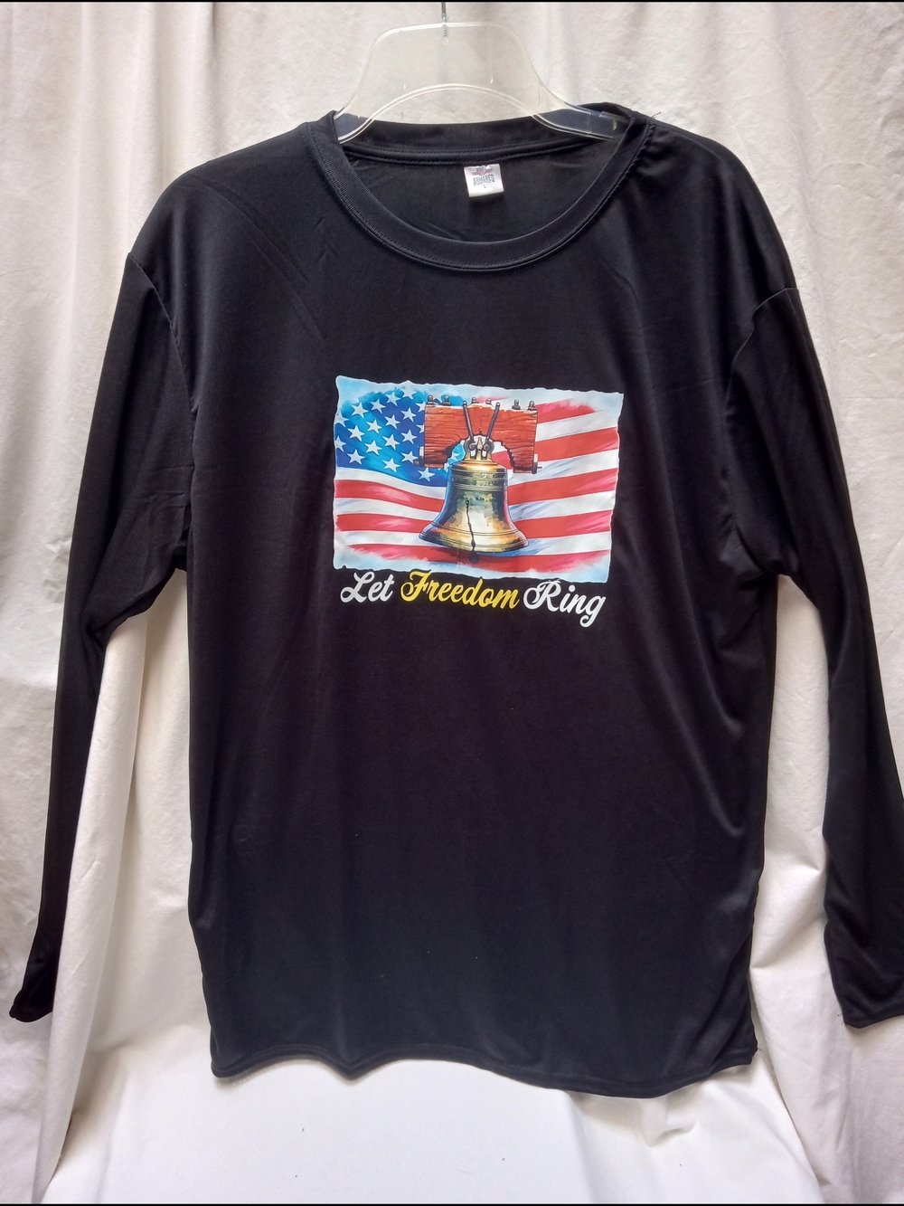 Men's Black Long Sleeve Tee - Let Freedom Ring Graphic